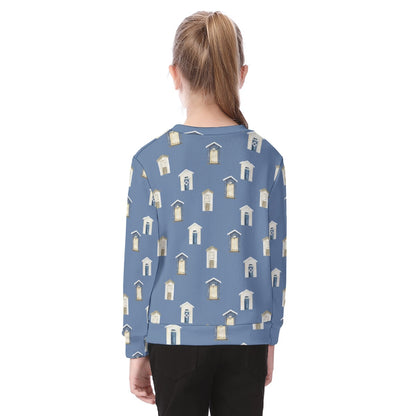 Dark Blue Beach Houses Kid's Sweater