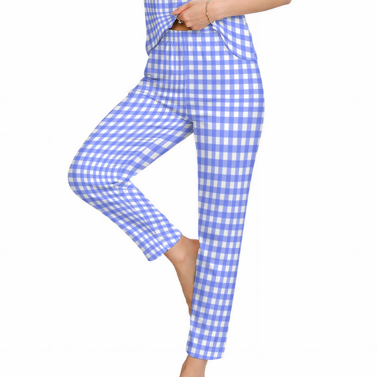 Bright Blue Gingham Women’s Loungewear Set