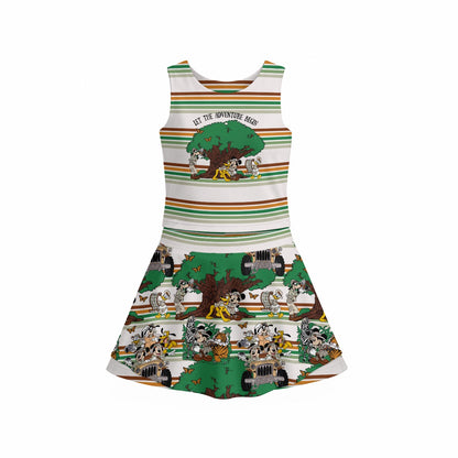 Let the Adventure Begin Striped Safari Girl's Sports Tank & Skort Set