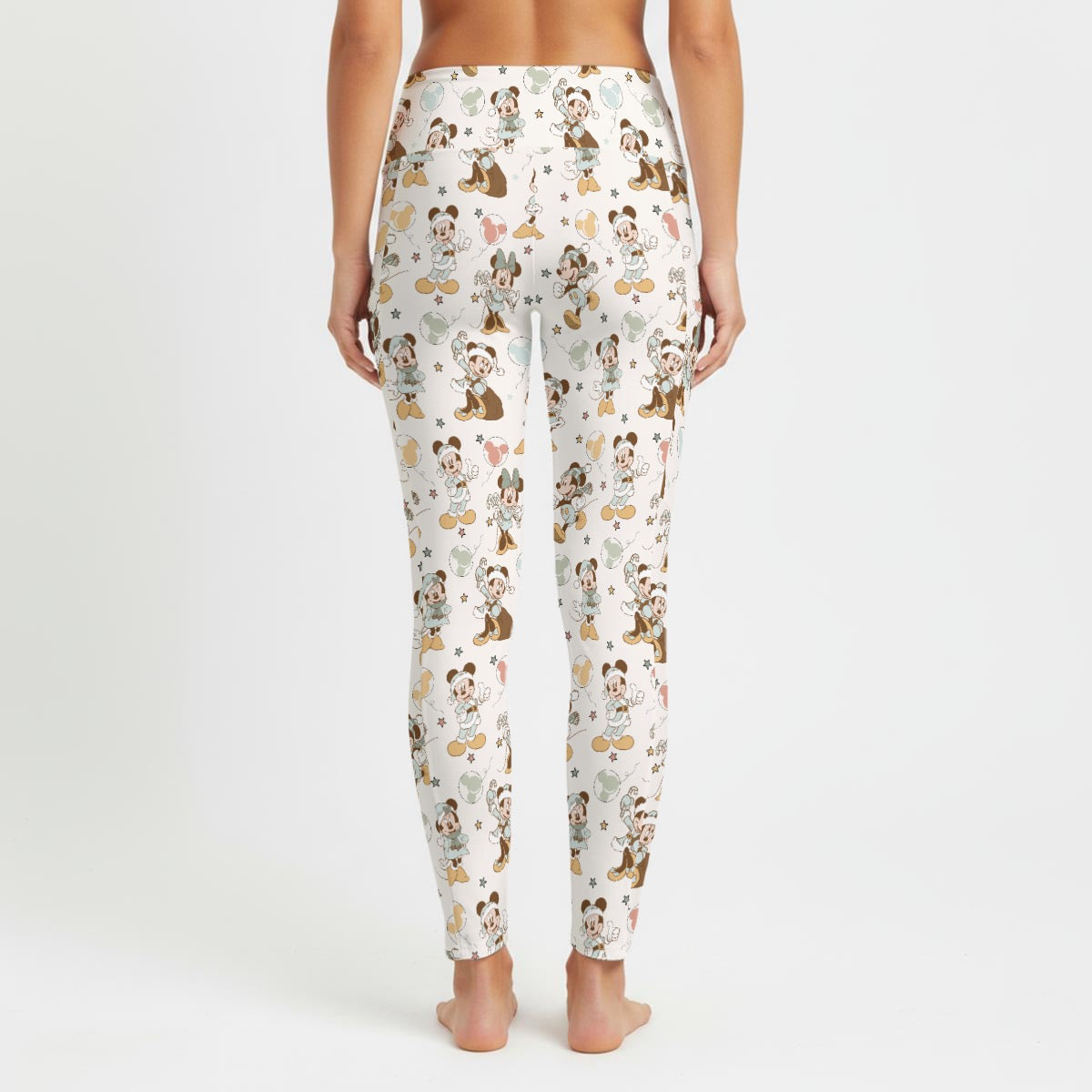 Pastel Christmas MM & Minnie Women's High Waist Leggings With Side Pocket