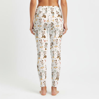 Pastel Christmas MM & Minnie Women's High Waist Leggings With Side Pocket
