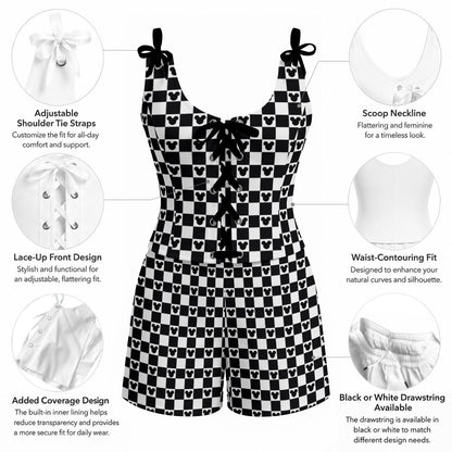 B&W Checkered MM Shapewear Shorts Set