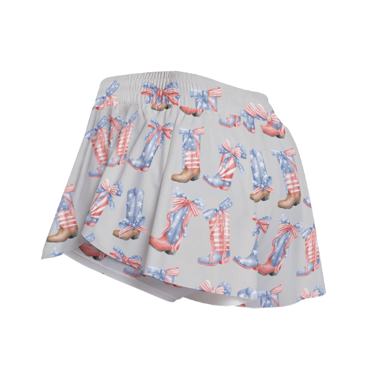 Patriotic Boots with Bows Women's Sport Skorts With Pocket
