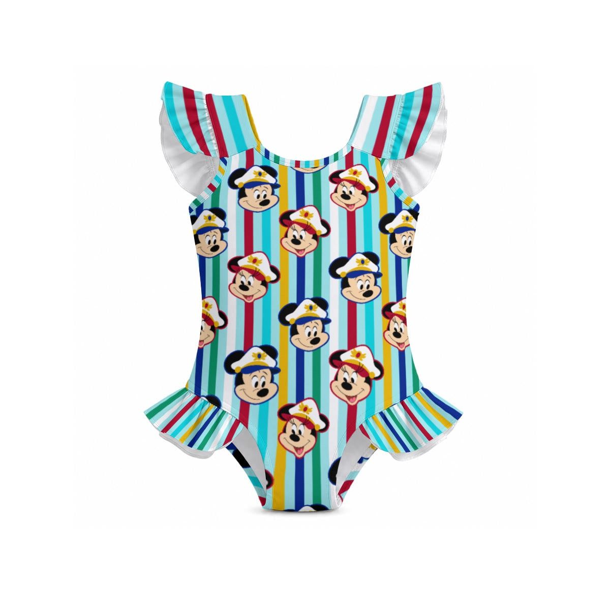 Merry Time Sailors Girls' Ruffle Sleeve Swimsuit With Bow