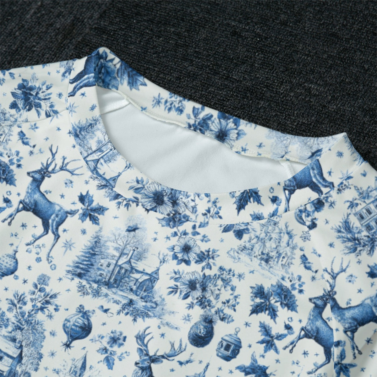 Blue Christmas Toile Women's Raglan Sleeve Pajamas