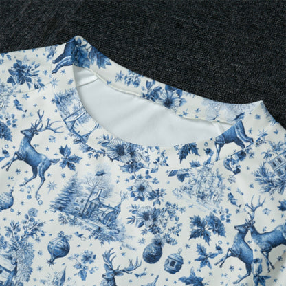 Blue Christmas Toile Women's Raglan Sleeve Pajamas
