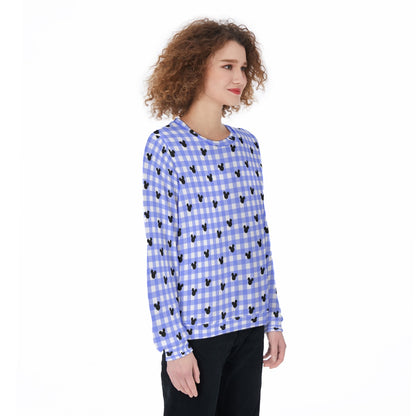 Bright Blue Gingham Women's Sweater