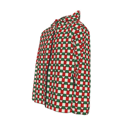 MM Christmas Plaid Men's Hooded Zipper Jacket