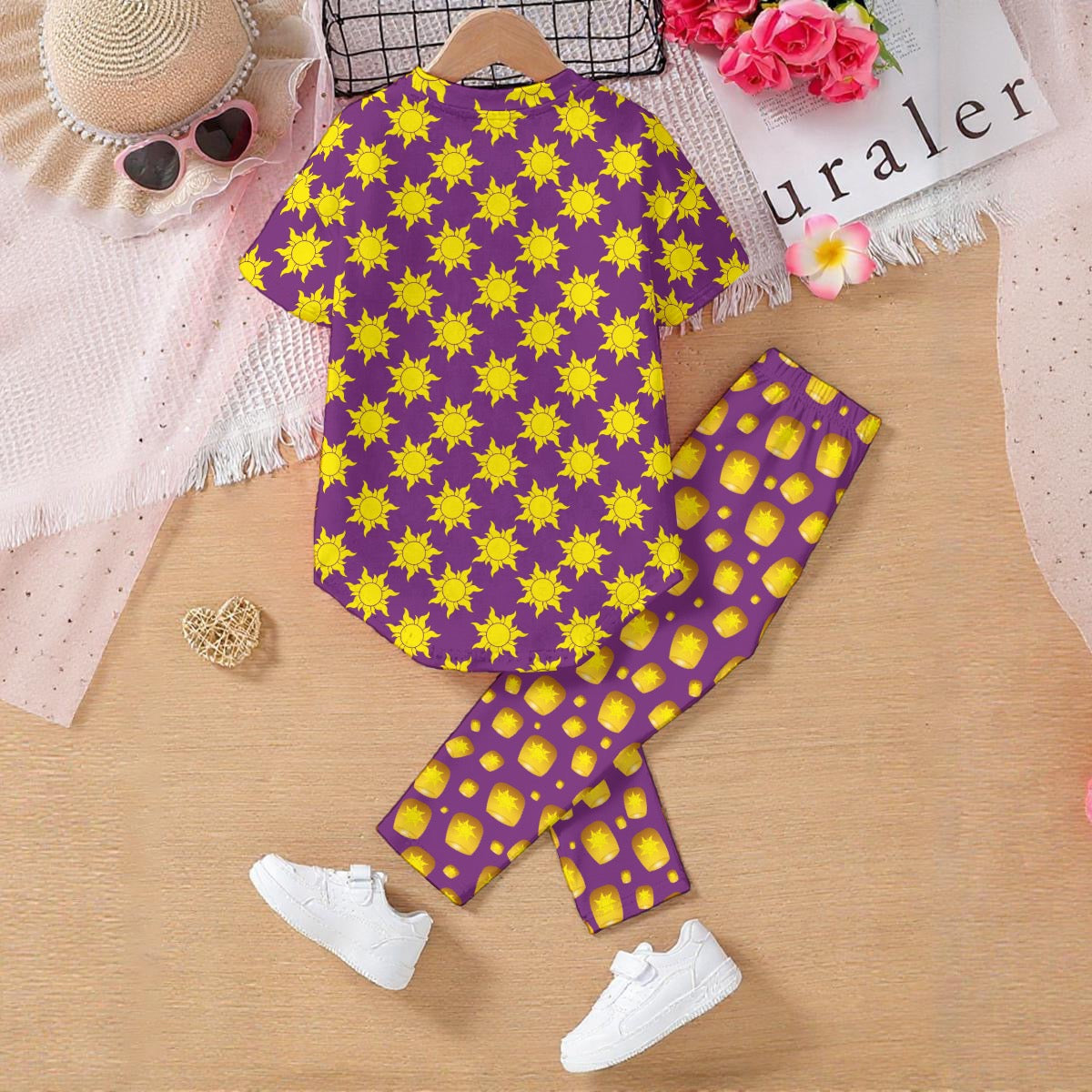 Purple Suns & Purple Lanterns Kids' Casual Top and Pants Set