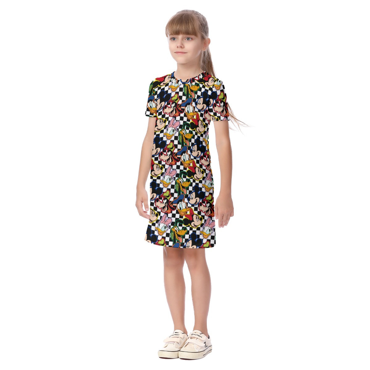 Checkered Friends Kid's Short Sleeve Dress
