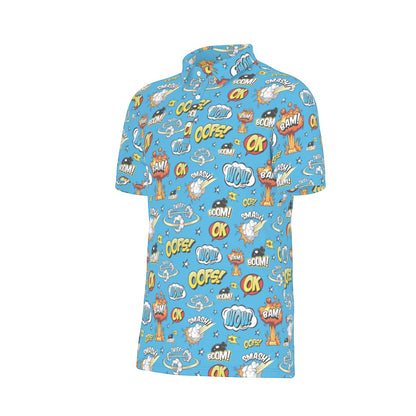 Blue Superhero Men's Stretch Collar Polo Shirt