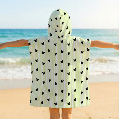 Green Stripe Kid's Hooded Towel Poncho