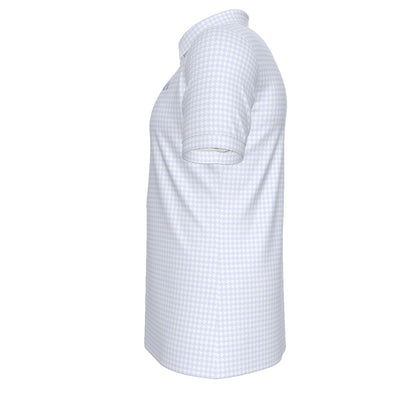 Blue Herringbone Bama Men's Stretch Collar Polo Shirt