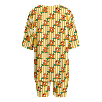 Striped Birdie Women's T-shirt Set With Short Sleeve