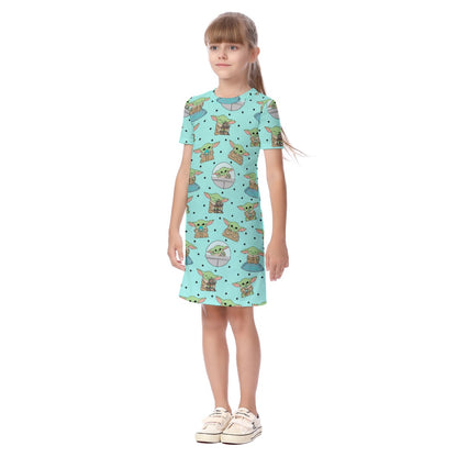 Aqua Foundling Kid's Short Sleeve Dress