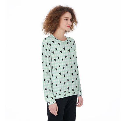 Green Gingham Women's Sweater