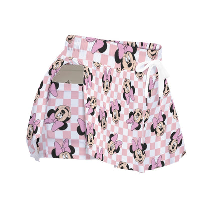 Checkered Minnie Women's Sport Skorts With Pocket