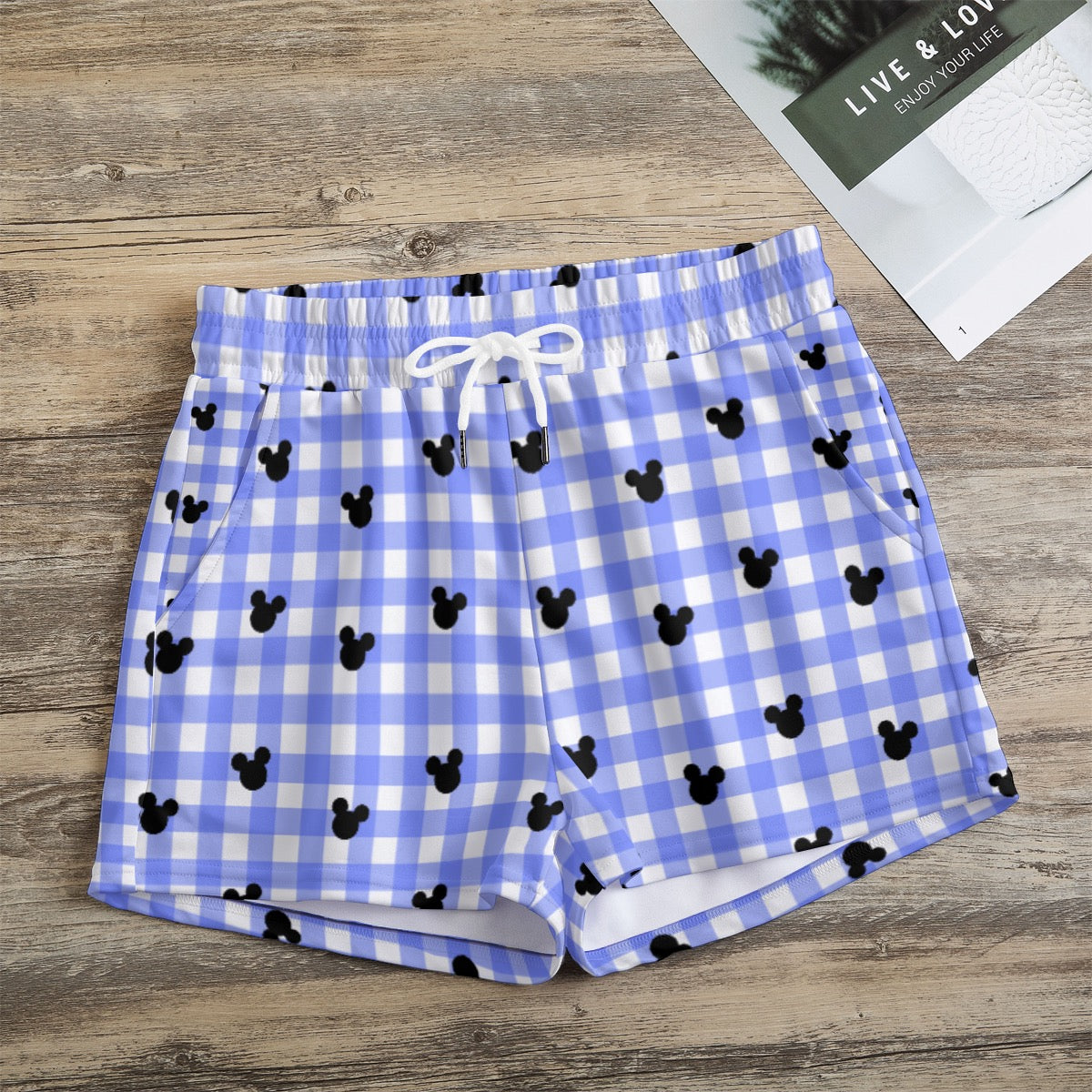 Bright Blue Gingham Women's Casual Shorts