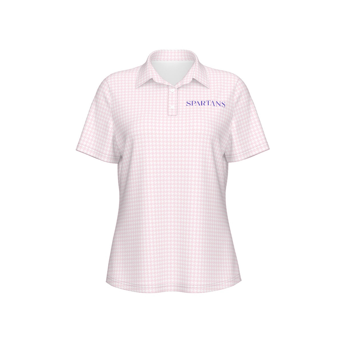 Pink Herringbone Spartans Women's Sports Polo Shirt