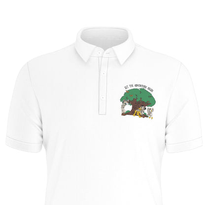 Let the Adventure Begin Safari Men’s Stretch Collar Polo