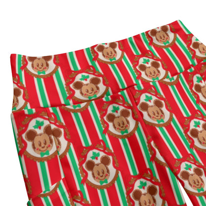 Christmas Cookie MM Stripe Women's High Waist Leggings With Side Pocket
