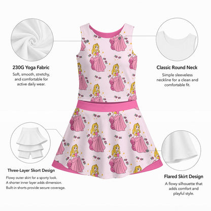 The Sleeping Princess Girl's Sleeveless Sports Tank & Skort Set