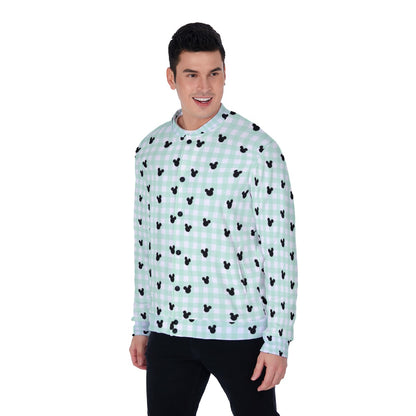 Green Gingham Men's Baseball Jacket