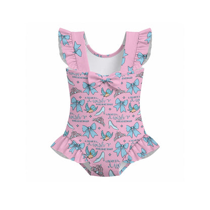 A Dream [pink] Girls' Ruffle Sleeve Swimsuit With Bow
