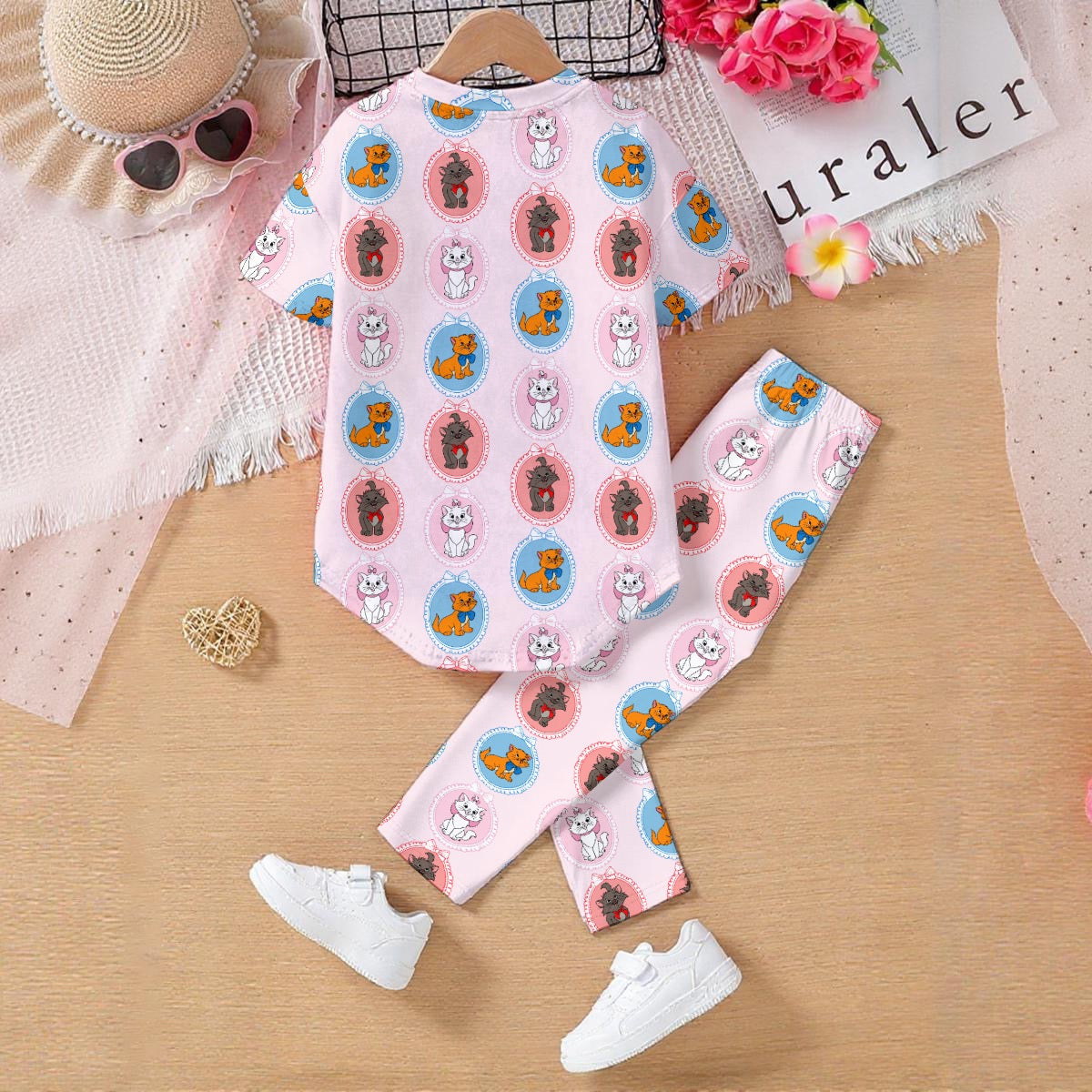 Cat Frames Kids' Casual Top and Pants Set