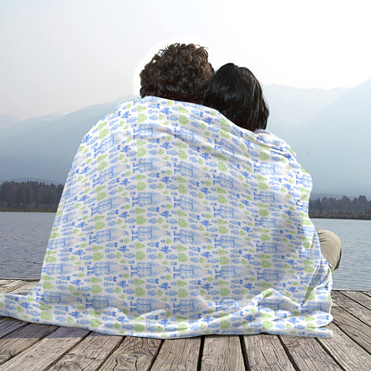 Single-Side Grandmillenial Santa Flannel Blanket