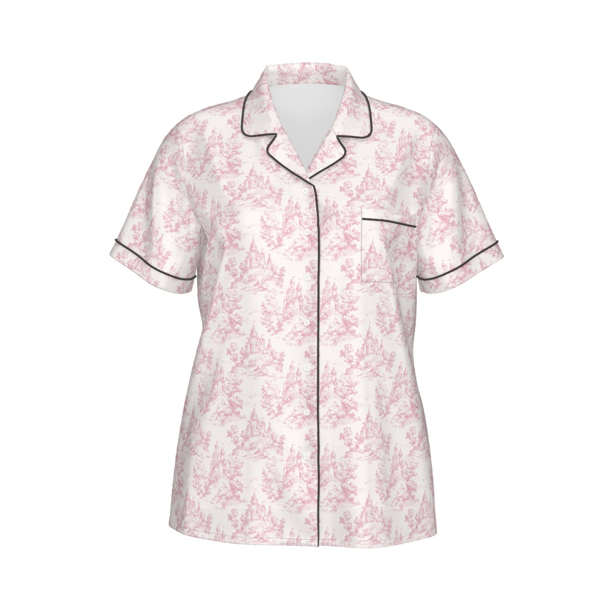 Castle Toile Women's Pajama Set With Short Sleeve
