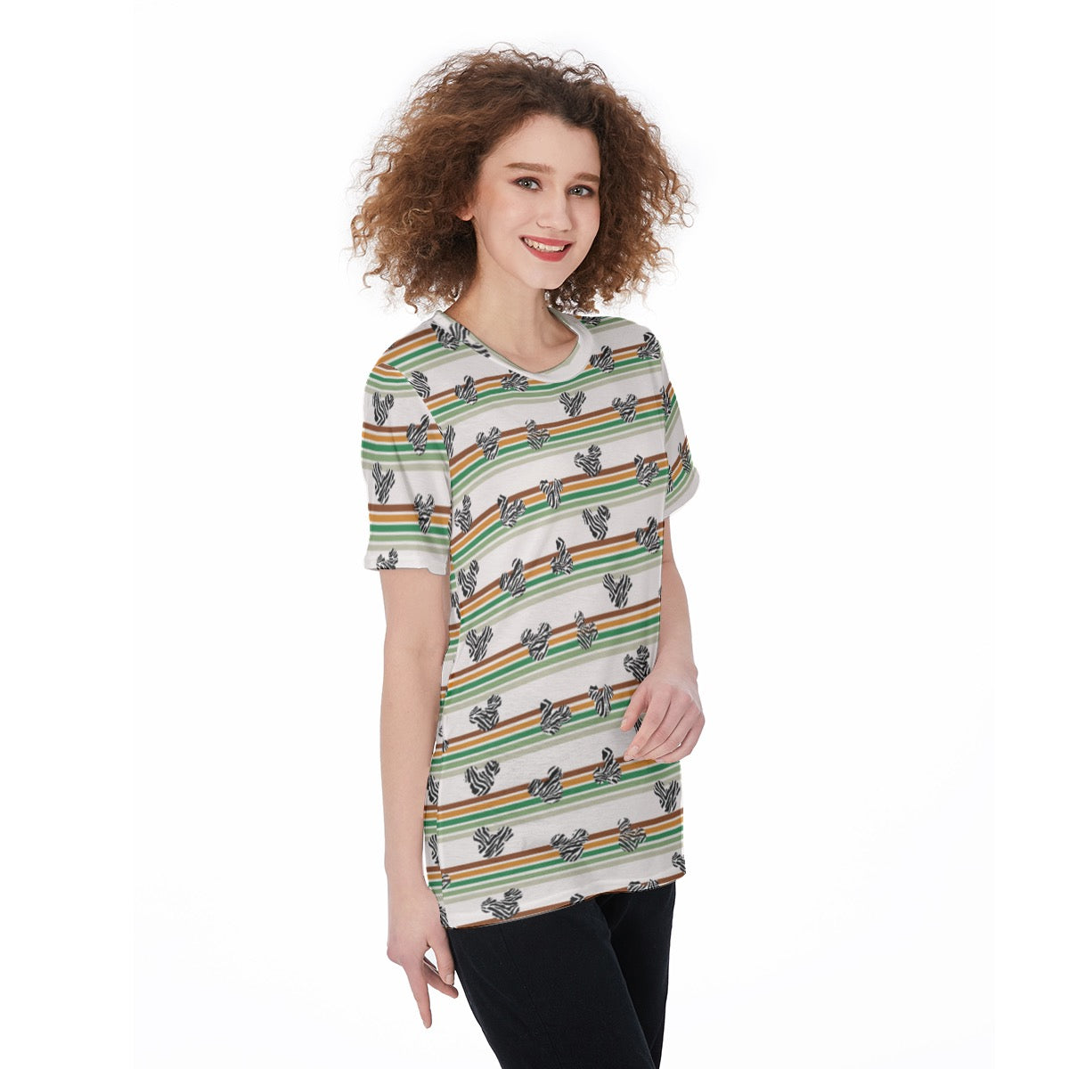 Zebra MM & Safari Stripe Women's O-Neck T-Shirt|180 GSM Jersey