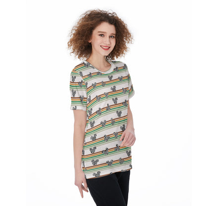 Zebra MM & Safari Stripe Women's O-Neck T-Shirt|180 GSM Jersey