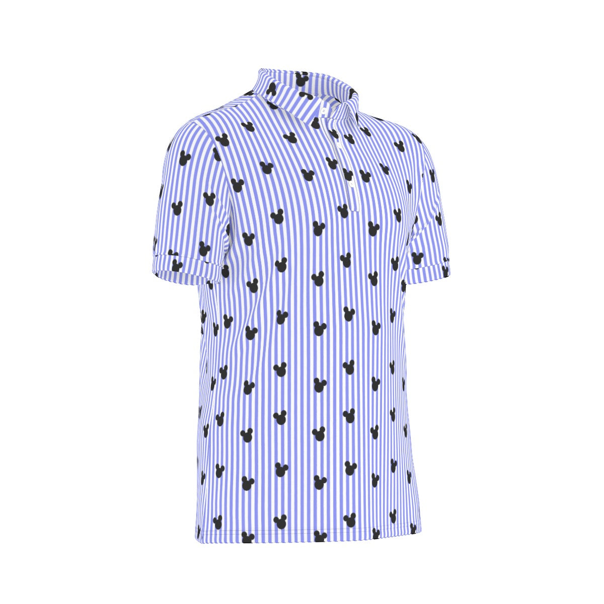 Bright Blue Stripe Men's Stretch Collar Polo Shirt