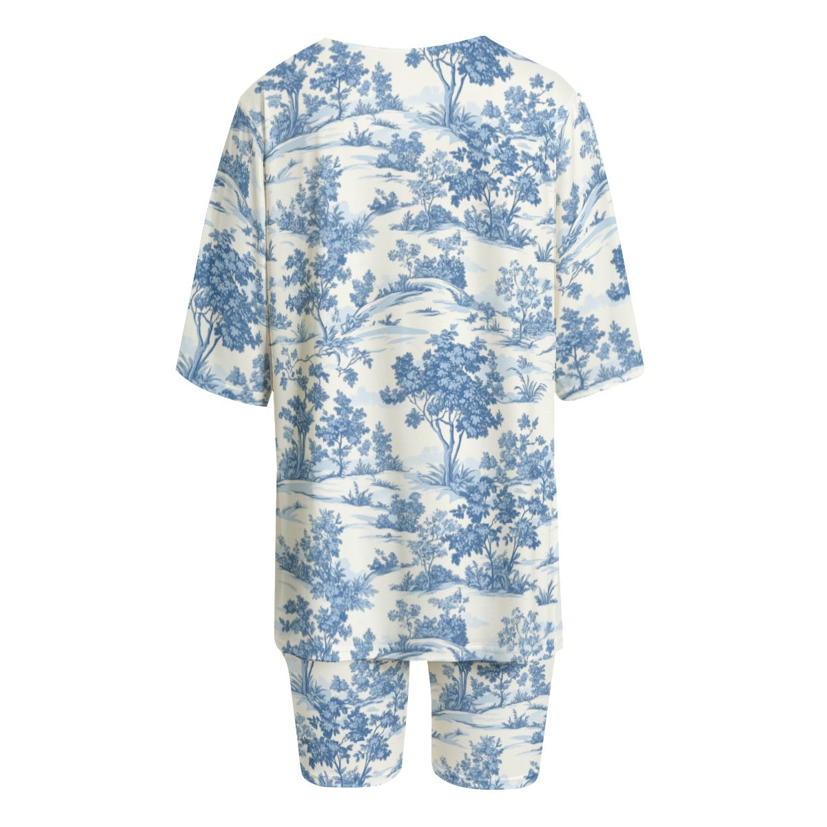 French Toile Women's T-shirt Set With Short Sleeve
