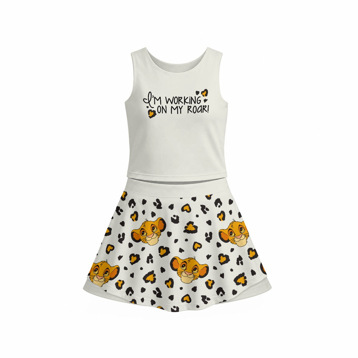 Roar Panel Girl's Sports Tank & Skort Set