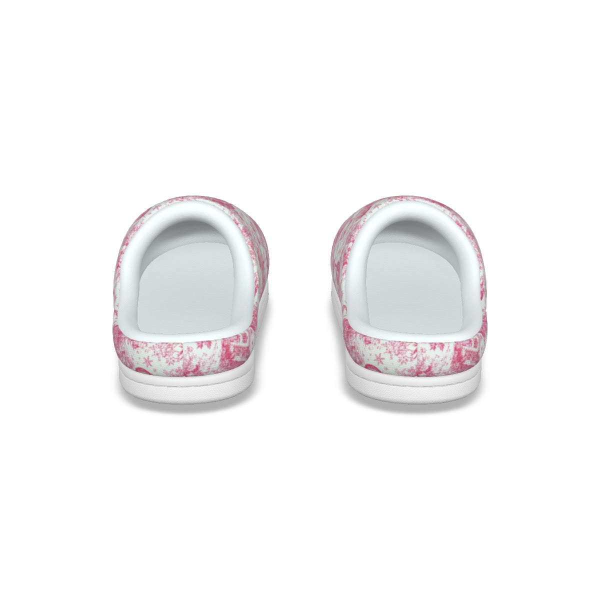 Hot Pink Christmas Toile Women's Plush Slippers