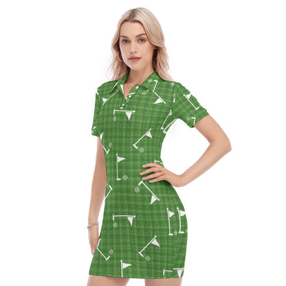 Golf Flag Women's Polo Collar Dress