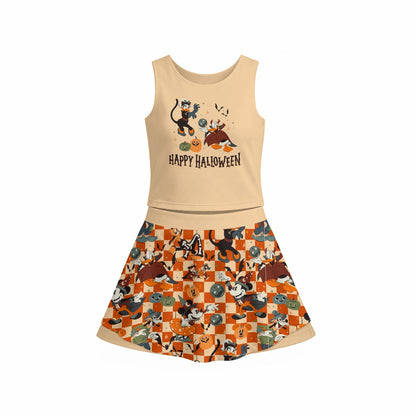 Happy Halloween [Ducks] Girl's Sports Tank & Skort Set