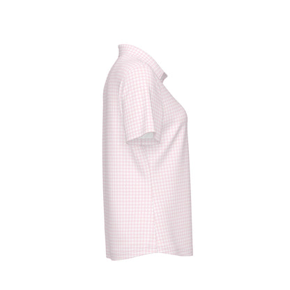 Pink Herringbone Spartans Women's Sports Polo Shirt