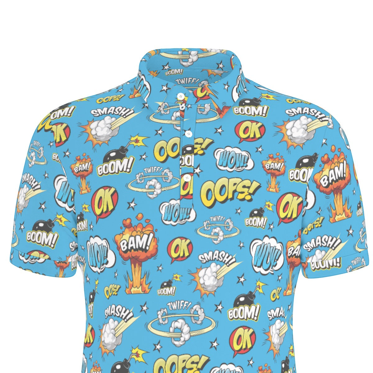 Blue Superhero Men's Stretch Collar Polo Shirt