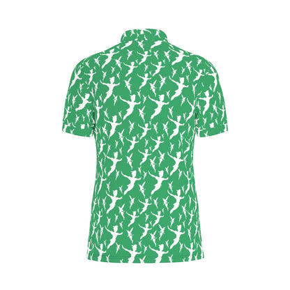 Green Peter Silhouette Men's Stretch Collar Polo Shirt