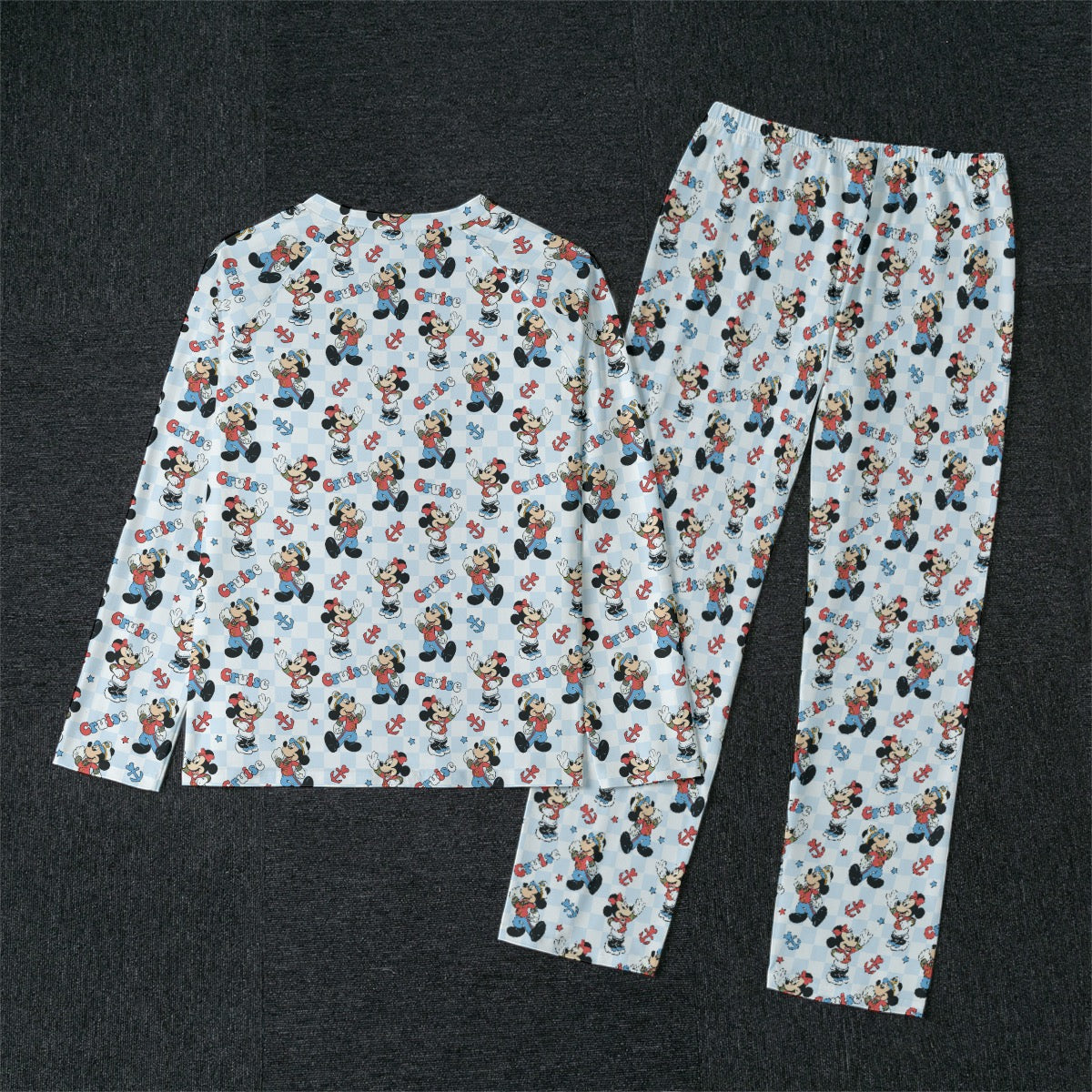 Checkered Cruising MM Men's Raglan Sleeve Pajamas With Wide Ankles