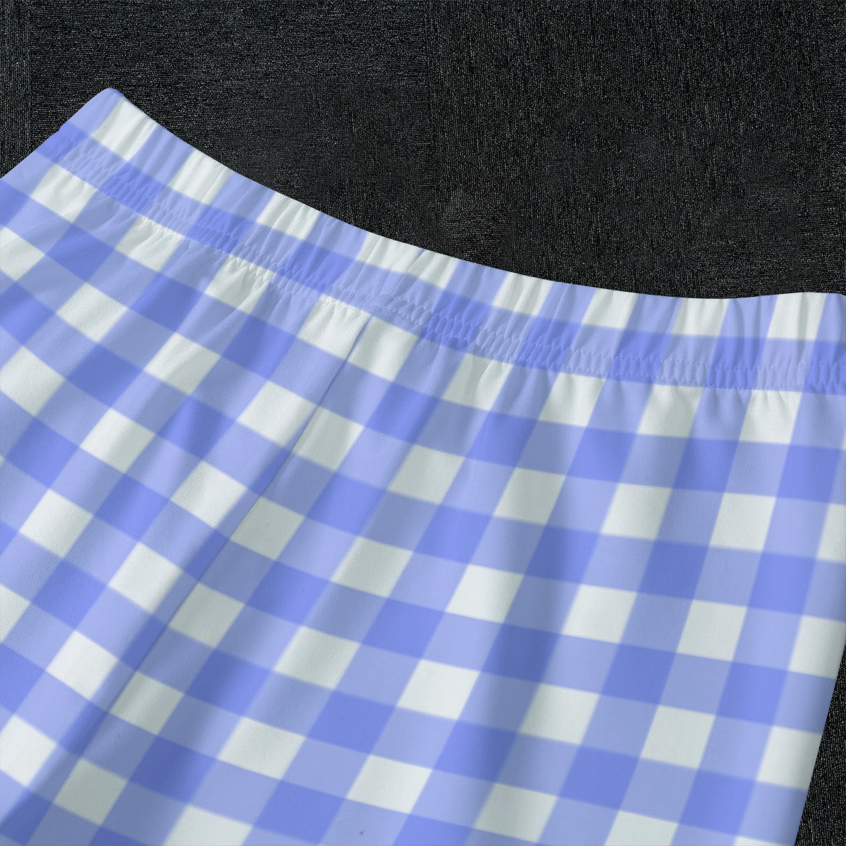 Bright Blue Gingham Kid's Raglan Sleeve Pajamas With Straight Leg Pants