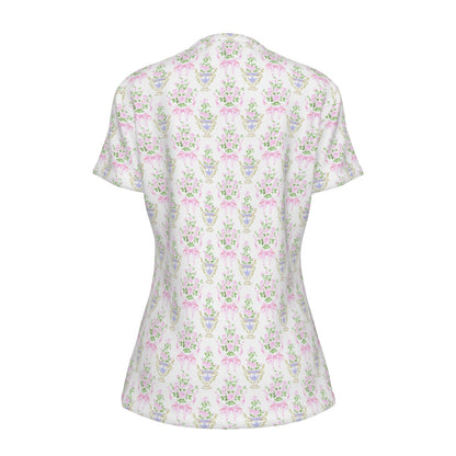 Floral Women's Round Neck Athletic T-Shirt|210GSM
