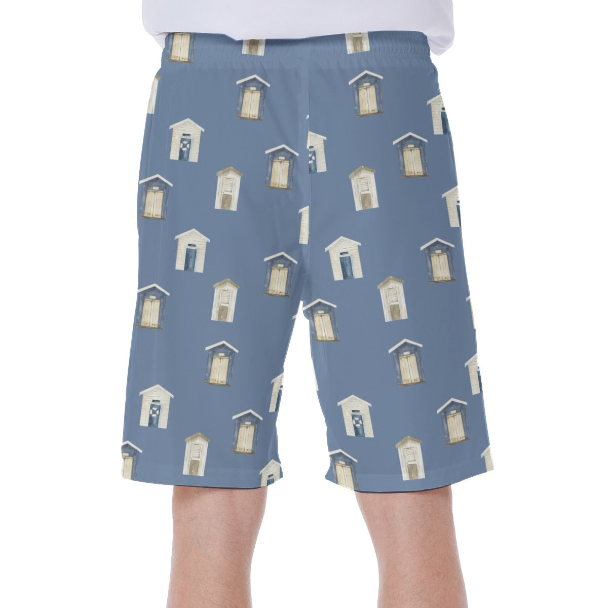 Dark Blue Beach Houses Men's Beach Shorts With Side Pocket