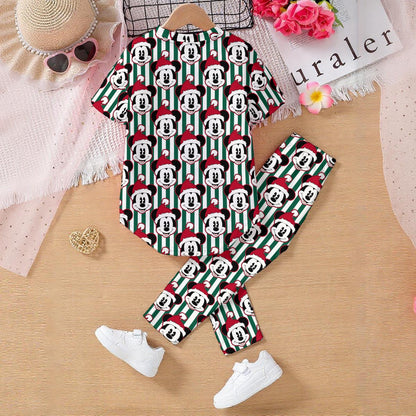 Santa MM [green stripe] Kids' Casual Top and Pants Set