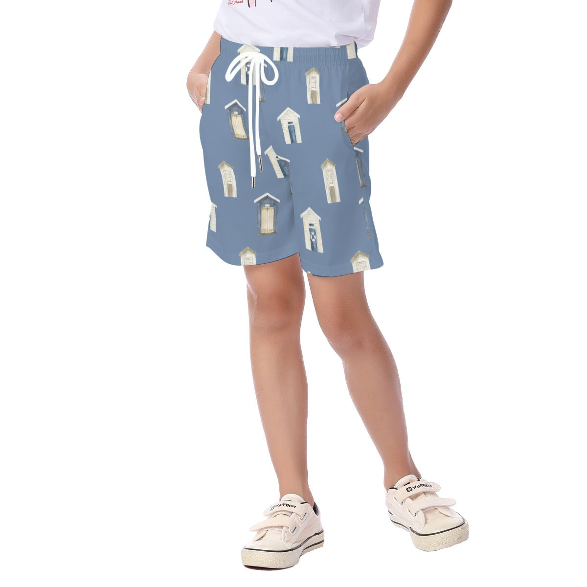 Dark Blue Beach Houses Kid's Beach Shorts