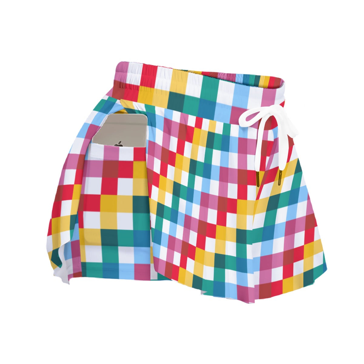 Colorful Gingham Women's Sport Skorts With Pocket