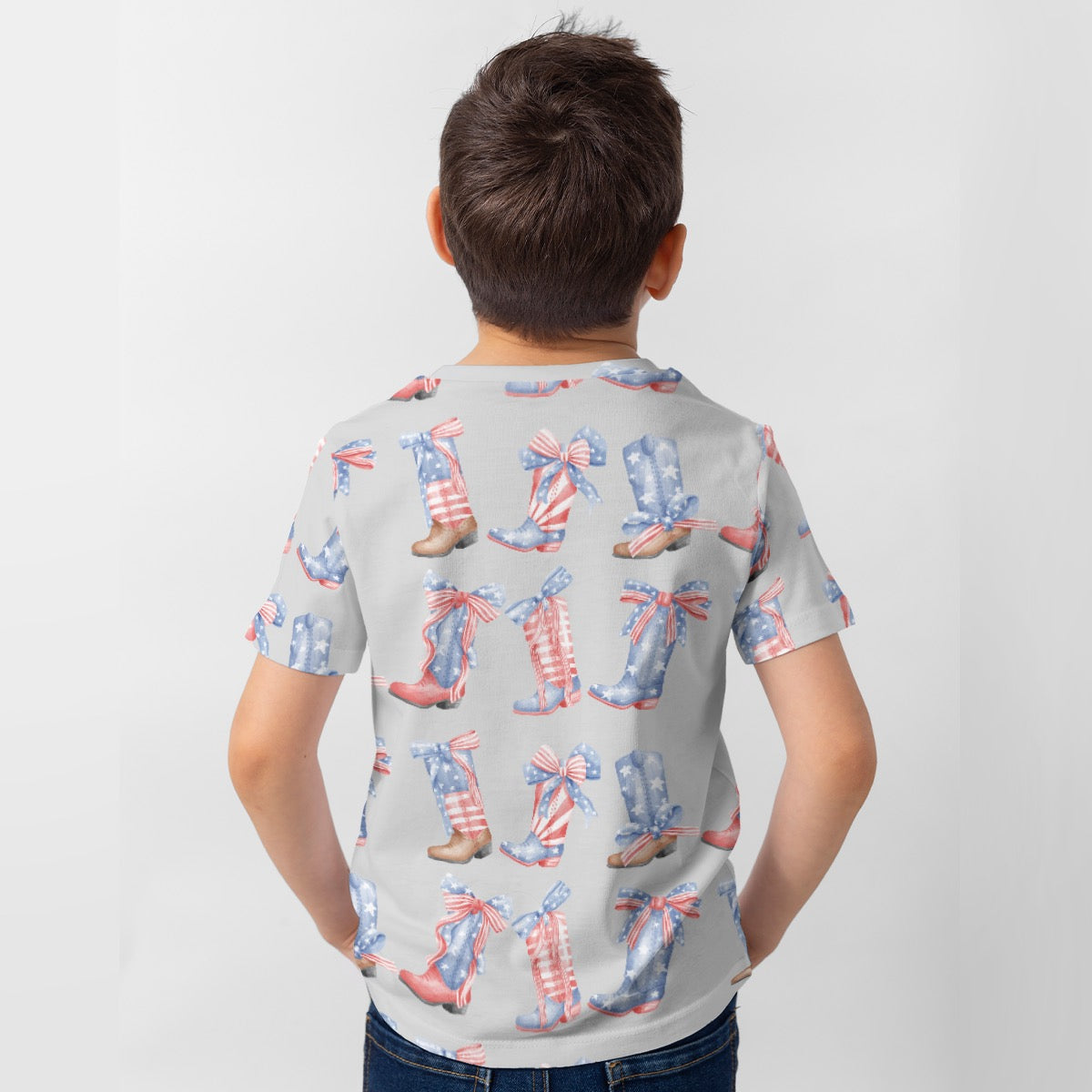Patriotic Boots with Bows Kid's T-Shirt